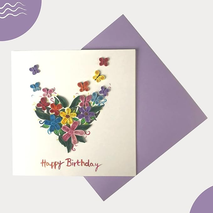 Quilling Card 3D Greeting Cards, handmade Quilling Cards birthday card, handcrafted cards for all occasions, Heart, tulip flower (Heart)