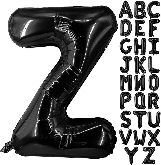 Lovoir 40 Inch Large Black Letter Z Balloons Big Size Jumbo Mylar Foil Helium Balloon for Birthday Party Celebration Decorations Alphabet Black Z