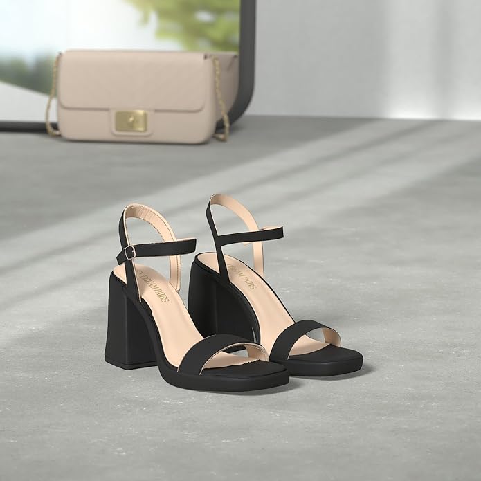 DREAM PAIRS Heels for Women Block Chunky Platform High Heels Open Toe Fashion Wedding Party Evening Prom Dance Ankle Strap Dress Pump Sandals Shoes