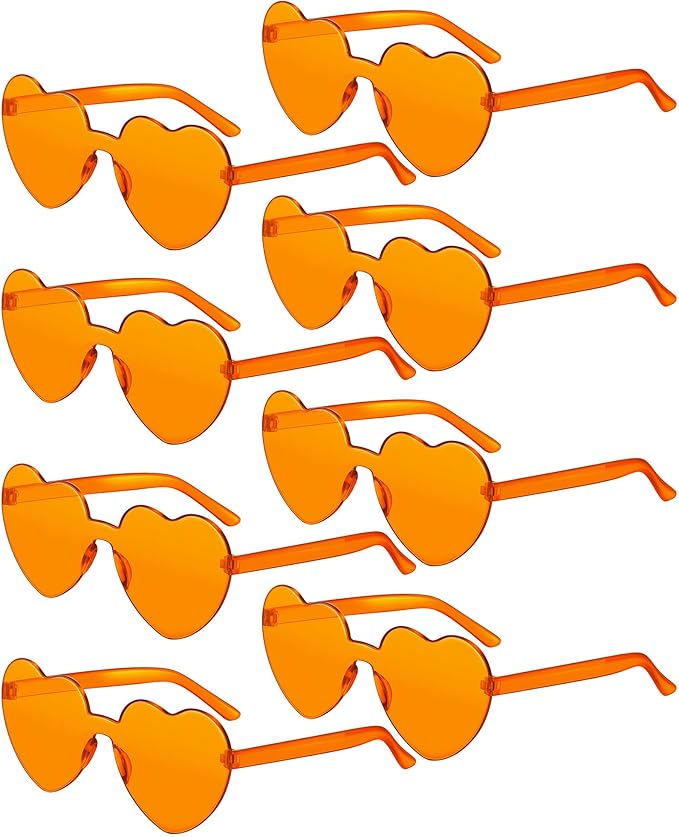 Frienda 8 Pairs Heart Shaped Sunglasses for Women Rimless Heart Glasses Candy Color Sunglasses for Party Favor