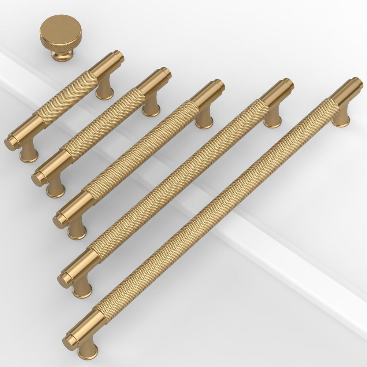 Coinkoly Champagne Bronze Knurled Cabinet Knobs Round Drawer Pulls 10 Pack