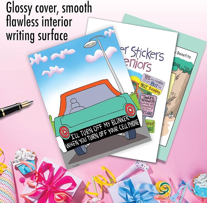 NobleWorks Assortment Pack of 3 Humorous Birthday Greeting Cards with Envelopes (3 Designs, 1 Each) Senior Life VC7957BDG-C1x3