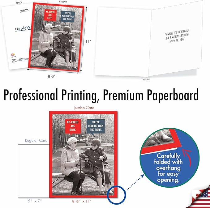 NobleWorks Jumbo Humorous Birthday Greeting Card 8.5 x 11 Inch with Envelope (1 Pack) Large Jumbo Bday Unlit Stiff Joints J10246BDG