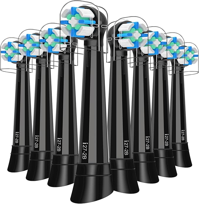 Replacement Toothbrush Heads Compatible with Oral B iO Series 2/3/4/5/6/7/8/9/10 Electric Toothbrush,Round Brush Heads for Gentle Gum Care & Deep Cleaning,Black