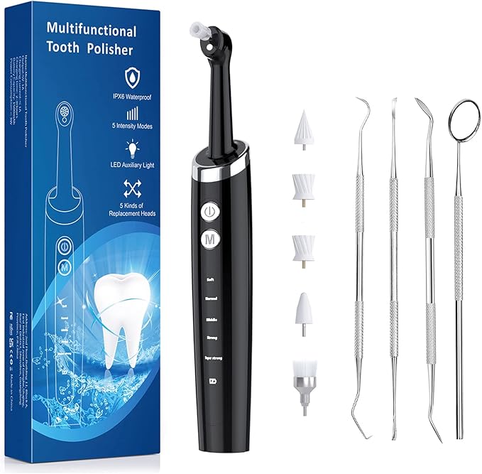 Dental Tools, Electric Tooth Polisher & Manual Teeth Cleaning Kit for Cleaning and Polishing of Tooth, All in One for Total Tooth Care, Removing Stains and Tartar & Brighten and Polish Teeth