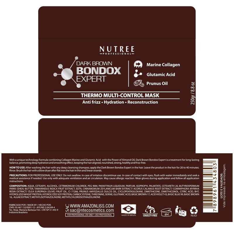 Hair Treatment Mask Damaged Dark Brown Color BONDOX 8.8oz | Color Depositing Mask with Almond Oil | Marine Seaweed Collagen | Formaldehyde-Free | Enhances Elasticity, Flexibility, Softness & Moisture