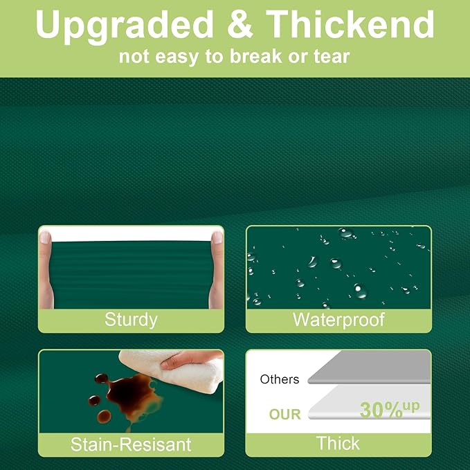 QIKSION Dark Green Plastic Table Cloth Disposable 12 Pack, 54 x 108 Inch Tablecloths for Party, Christmas Decorations, Rectangle Table Cover