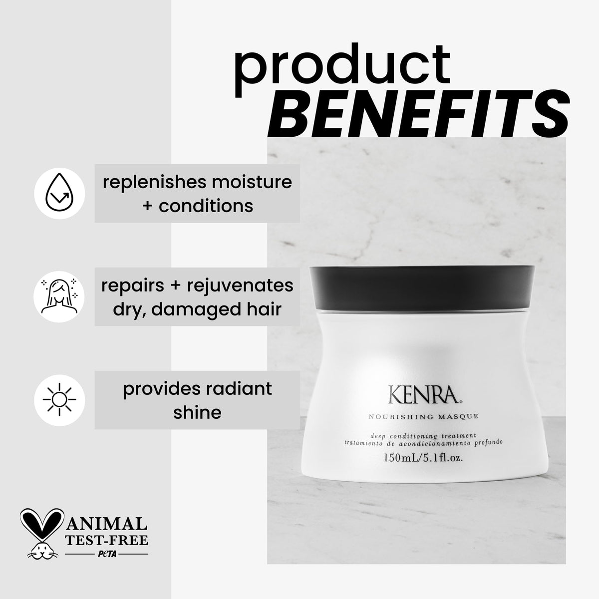 Kenra Professional Nourishing Masque | Deep Conditioning Treatment | Replenishes Moisture & Conditions | Repairs & Rejuvenates Dry, Damaged Hair | Provides Radiant Shine| All Hair Types | 5.1 fl. Oz