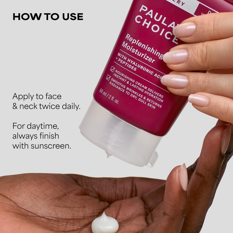 Paula's Choice SKIN RECOVERY Replenishing Face Moisturizer Cream, Daily Facial Moisturizer with Hyaluronic Acid, & Peptides, Face Lotion for Dry, Sensitive Skin, Fragrance-Free, 2oz