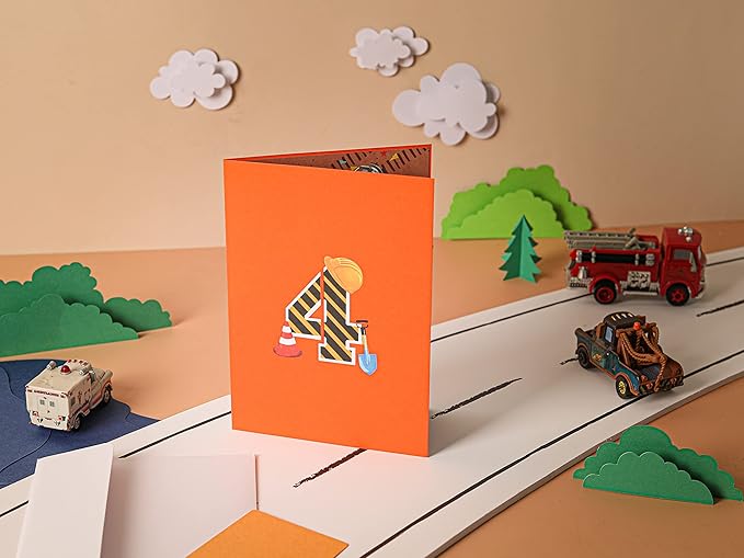 Liif 3D Pop-Up Birthday Card, 7 x 5 in, For 4 Year Old Boy, With Envelope