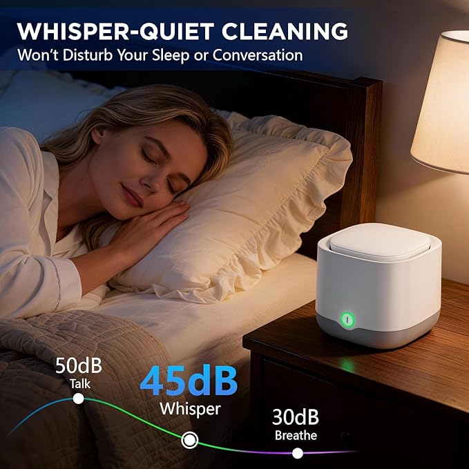 Ultrasonic Retainer Cleaner with 4 UVC Light, Jinyeda 45kHz Rechargeable Retainer Cleaner Machine 24W, 4000mAh Battery, 200ML Dental Cleaning Pod 3 Mode for Mouth Guard Aligners Denture
