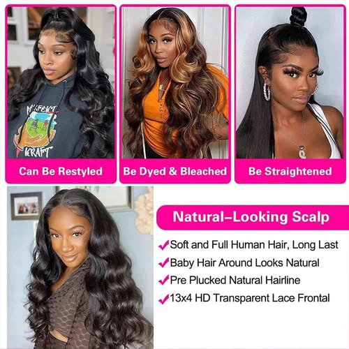 virginess 13x4 Body Wave Lace Front Wigs Human Hair Pre Plucked 180% Density HD Transparent Lace Frontal Wigs Human Hair for Women Glueless Wigs Human Hair With Baby Hair 20 Inch