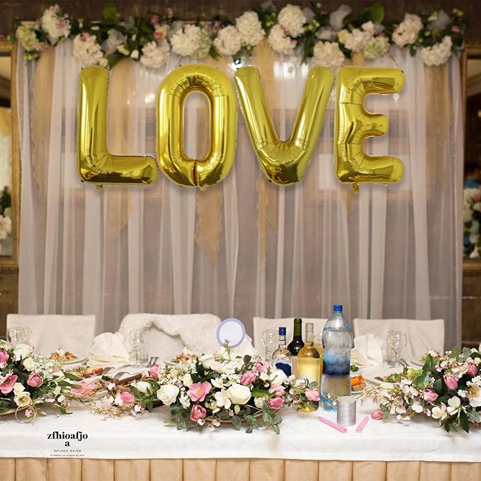 40 Inch Love Letter Balloons, Gold Foil Balloons, Large LOVE Balloon Letters, 4 Pcs Giant Mylar Foil Balloon Helium for Valentines Day, Birthday, Baby Shower, Wedding, Marriage Party Decorations