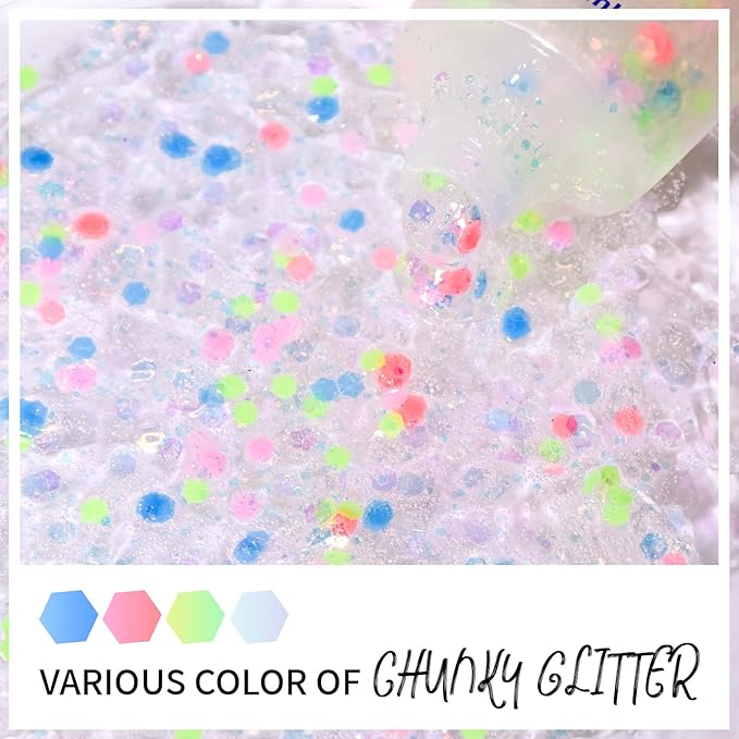 DAGEDA Rainbow Body Glitter Gel, Face Glitter for Pride Day Makeup Sequins Shimmer Eyeshadow, Chunky Glitter for Face Hair, Holographic Cosmetic Laser Powder Festival Glitter Makeup1.7oz (Candy Color)
