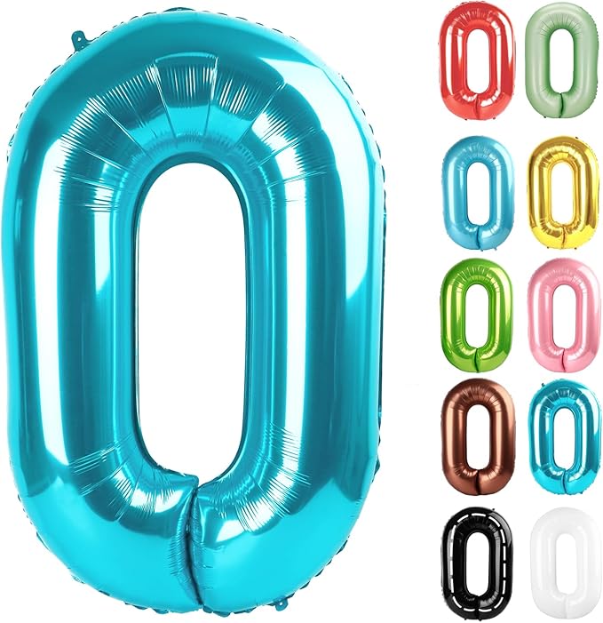 Light Blue Number 0 Balloon 40 Inch, 0 Balloon Numberfor 10th 20th 30th 40th 50th 60th Birthday Decorations, Light Blue Party Supplies for Men Women