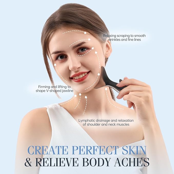 4-in-1 Gua Sha Facial Tools,Fish Guasha Massage Tool for Face&Body, Facial Roller Massage Tool for Lymphatic Drainage &Jawline Sculpting & Puffiness Reducing,Gua Sha Muscle Scraper Tool,Skin-Care Tool