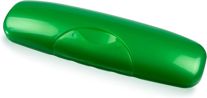 RADIUS Toothbrush, Original Big Brush & Case, Right Handed, Green Brush with Green Case, BPA Free and ADA Accepted