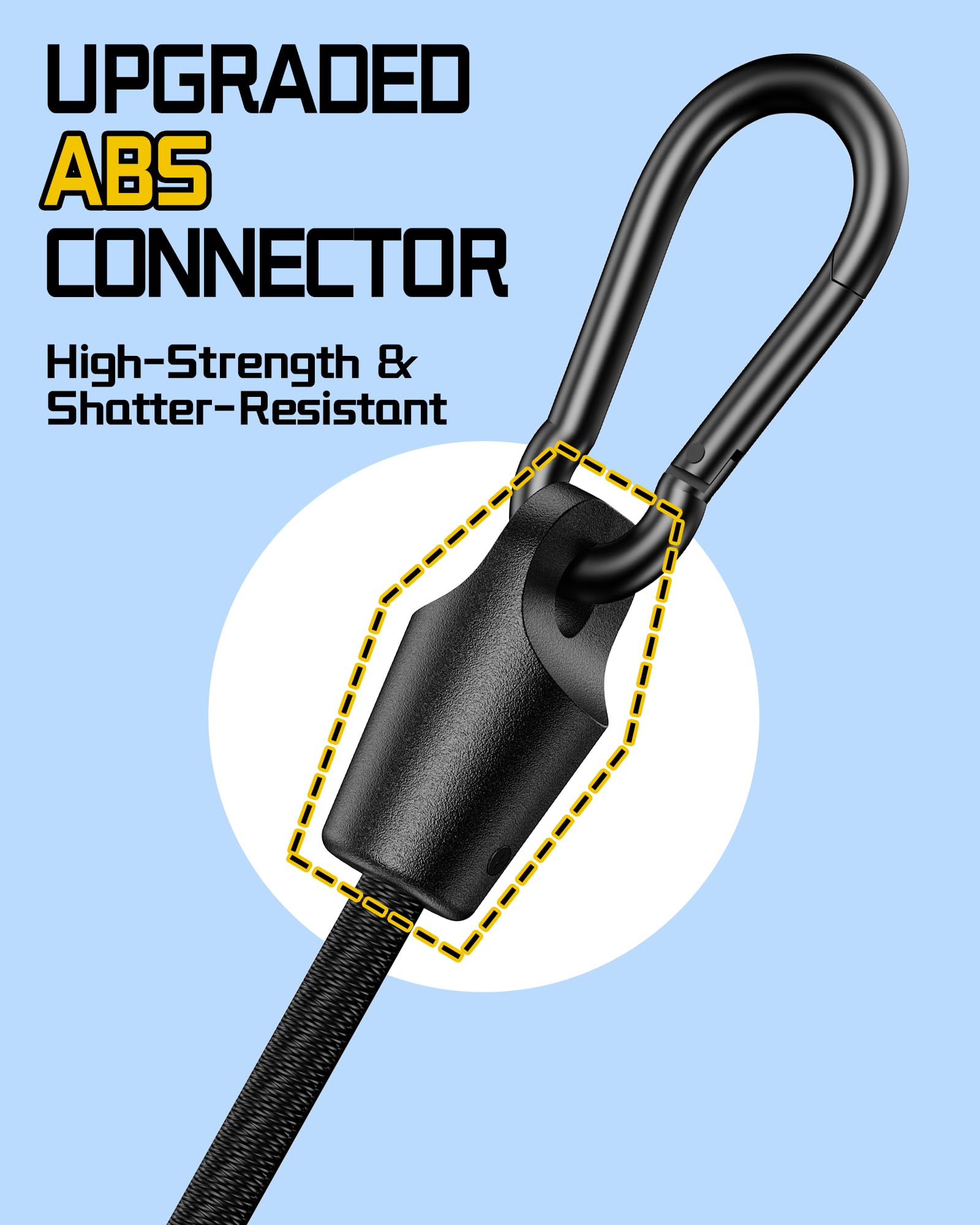 8 Pcs 48 Inch Adjustable Carabiner Bungee Cords with Hooks, Easy to Adjust from 7" to 48", Black Bungee Straps with UV-Resistance & Superior Elasticity for Cargo, Bike, Luggage, Carts, Truck, etc