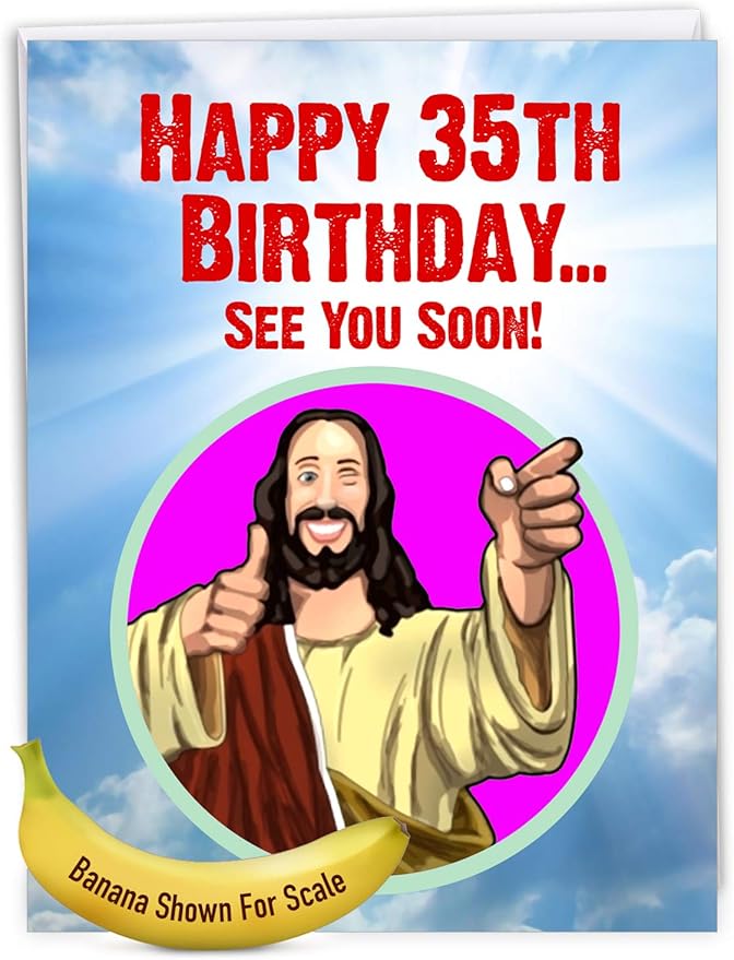 NobleWorks - 35th Funny Birthday Greeting Card (8.5 x 11 Inch) - 35 Years Old, Big Milestone Birthday Humor Card from Group - See You Soon 35 J9402MBG