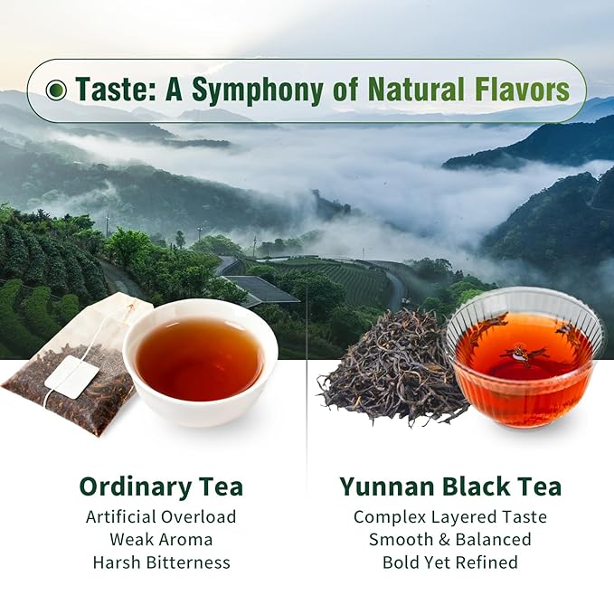 ZenVerdant Premium YUNNAN Black Tea - Loose Leaf Tea, Ceremonial Grade, Crafted for Mindful Zen Tea Ceremonies | Smooth Non-Bitter, Caramel & Roasted Sweet Potato Aroma | 3+ Steeps