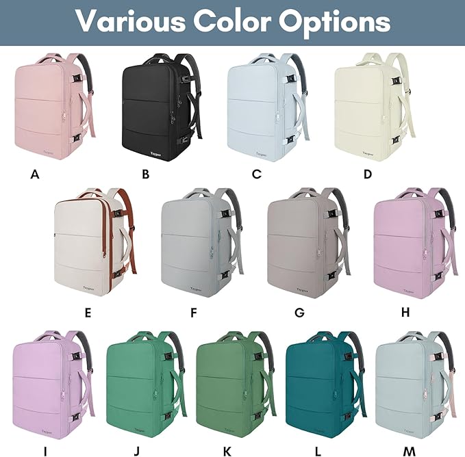 Taygeer Carry On Backpack for Women, TSA Approved Underseat Personal Item with 17.3 inch Laptop Compartment, Cute Daypack for Hiking Outdoor Weekend, Travel Backpack with Multiple Pockets, Powder Blue