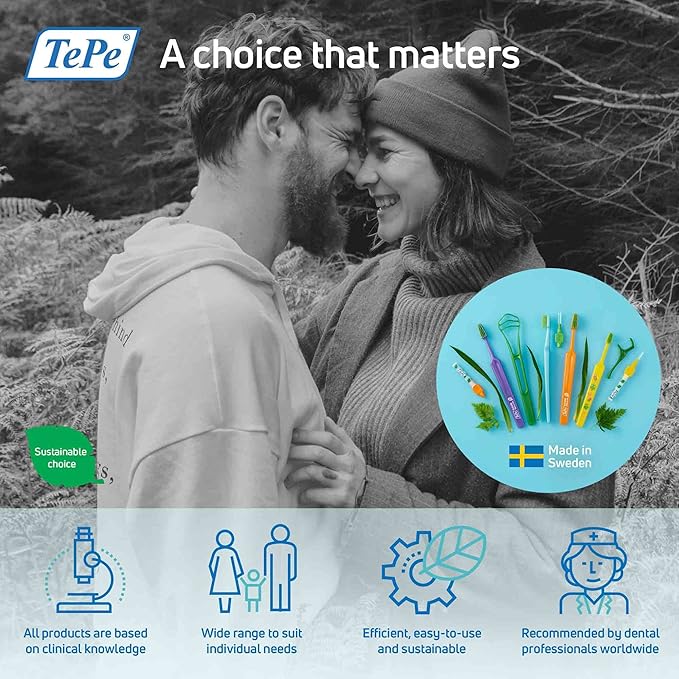 TEPE Interdental Brush, Original, Grey, 1.3 mm/ISO 7, 8pcs, Plaque Removal, efficient Clean Between The Teeth, Tooth Floss, for Narrow Gaps
