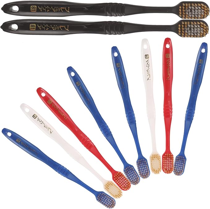 10Pcs Charcoal Toothbrush with Extra Gentle Thin Bristles for Gentle Plaque Removal Oral Care Brushes with Comfortable Non-Slip Handles Mixed Colors for Family Bathroom Use