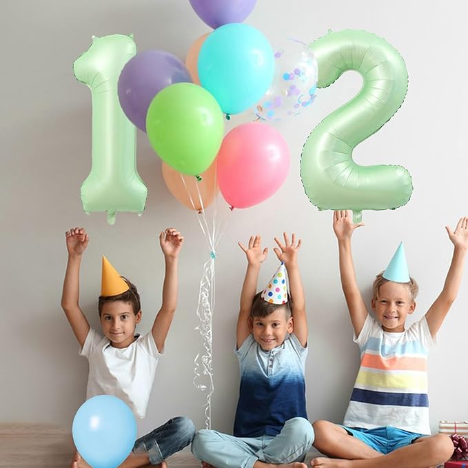 40 Inch Number 12 Balloons, Olive Green Giant Jumbo Helium Number 12 21 Foil Balloons for 12th 12th Birthday Party Anniversary Events Boys Girls Decorations Supplies