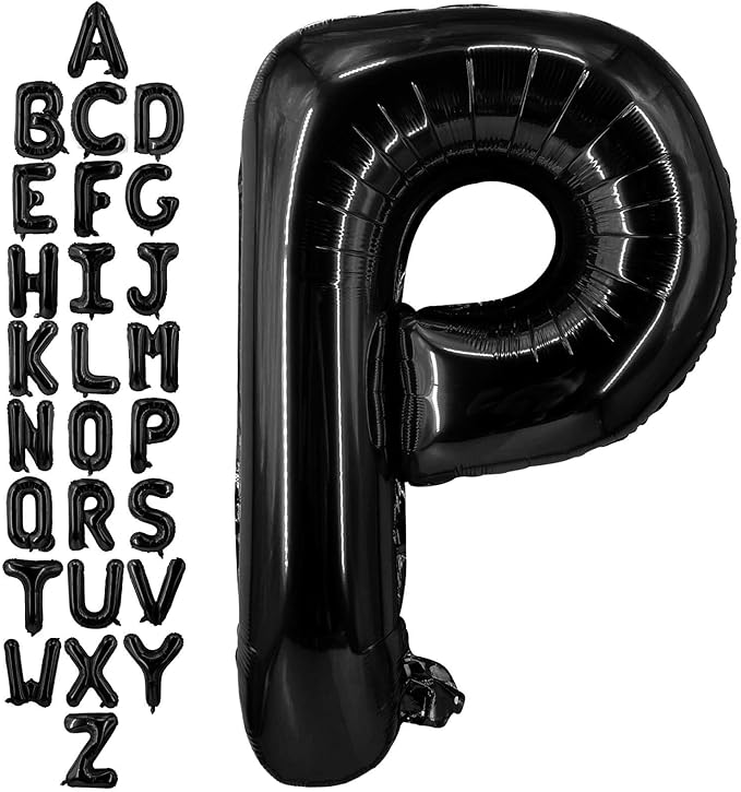 40 Inch Black Letter P Balloons, DIY Phrase Foil Alphabet Letter P Balloons DIY Word P Banner for Birthday Anniversary Celebration Graduation Party Supplies Decoration