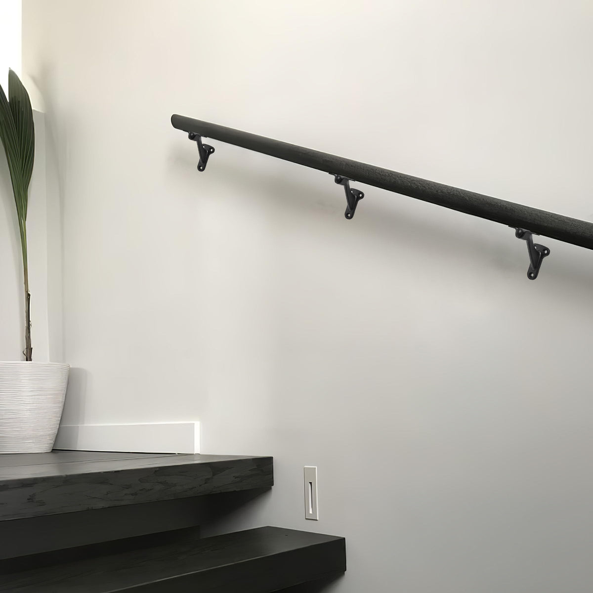 khtumeware 6 Pack 3 Inch Matte Black Hand Rail Bracket Heavy Duty Hardware for Stairways, Home or Office Stair Support Handrail Brackets