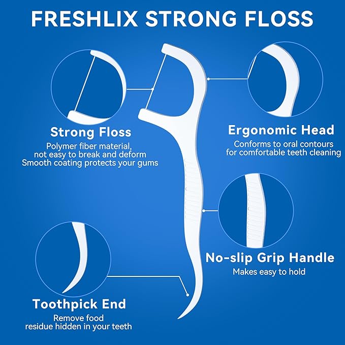 Dental Floss Picks 500 Count Tooth Picks Flossers Gen 3 Toothpicks Sticks to Remove Plaque & Protect Gingivae for Adults & Kids Teeth Cleaning