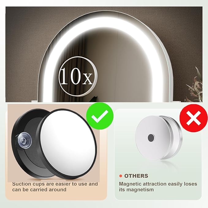 Lighted Makeup Mirror, Hollywood Vanity Mirror with Lights, Three Color Lighting Modes, LED Mirror, Smart Touch Control, 360°Rotation (15.2in. Curved)