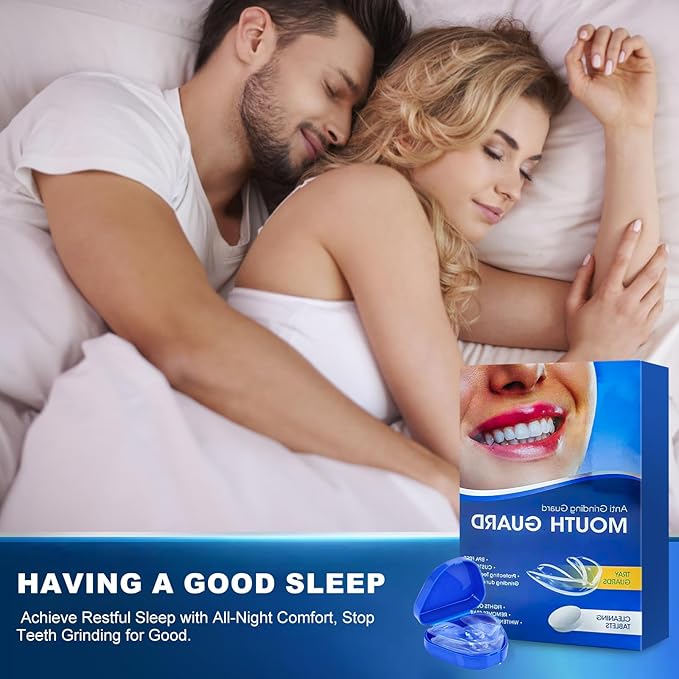Two Sizes,4 Pack Mouth Guard for Grinding Teeth at Night,Moldable Dental Guard for Sleeping,Nighttime Protection for Teeth with 12 Cleaning Tablets