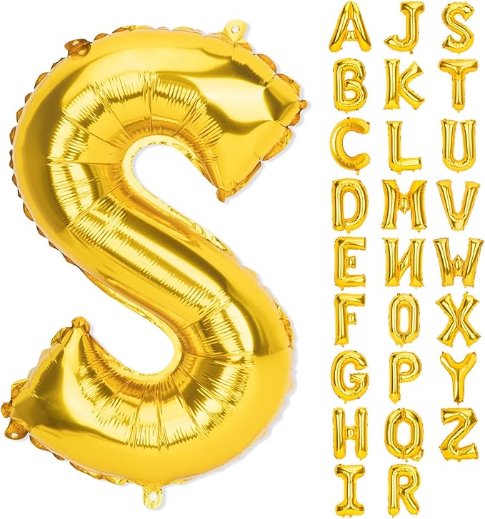 Gold Letter Balloons 40 Inch S Balloon Letters S Alphabet Balloons Giant Letters With Straw Big Balloons Foil Large Gold Balloons For Birthday Party Decorations Wedding Thanksgiving Christmas Balloons