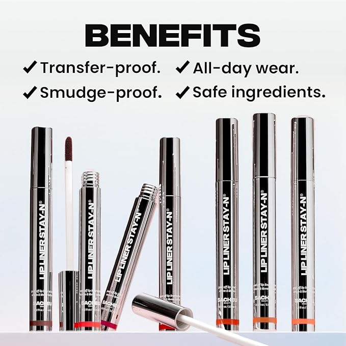 Sacheu Lip Liner STAY-N Peel Off Lip Stain — Long Lasting Matte Lip Tattoo Transfer Proof Lipstain Infused with Hyaluronic Acid & Vitamin E for All Skin Types — Vegan & Cruelty-Free, HEY-zel