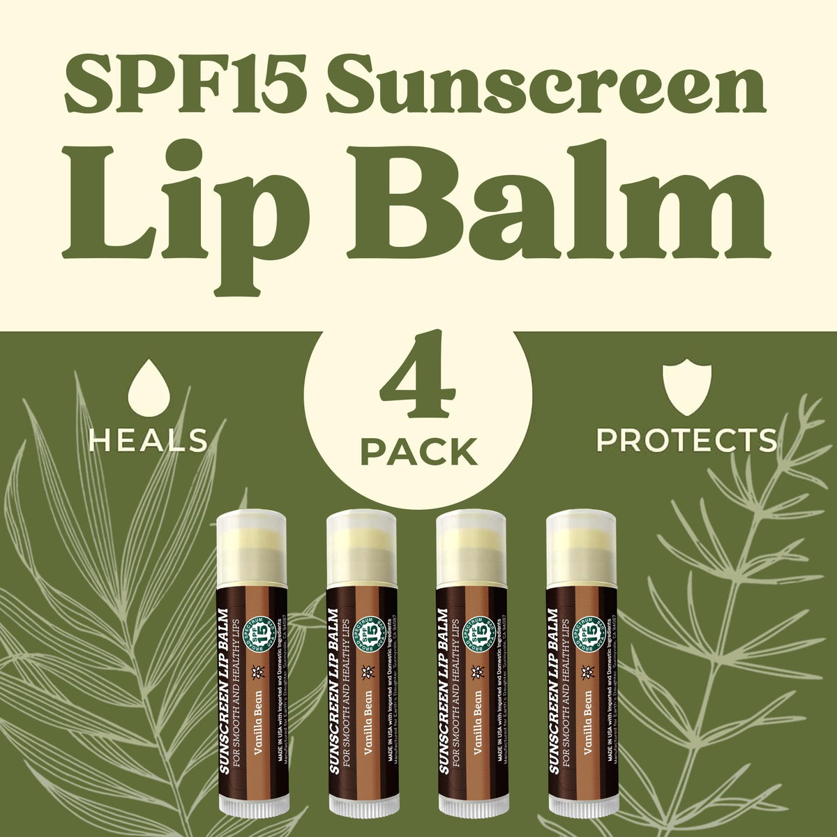 Earth's Daughter Sunscreen Lip Balm SPF 15 - Vanilla 4-pack