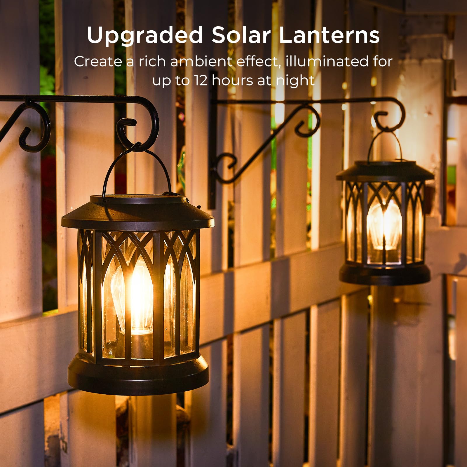WdtPro 4 Pack Solar Lantern Outdoor Lights, Upgraded Bright Solar Lanterns Outdoor Waterproof, Hanging Solar Powered Lantern Over 12Hrs Lights for Outside Garden Yard Patio Tree Path Decor