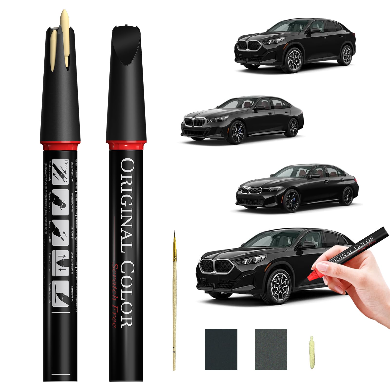 Carhoo U91 Frozen Black Touch Up Paint Suitable For Bmw, Genuine Custom Color Absoulutely Without Color Differences (16Ml)