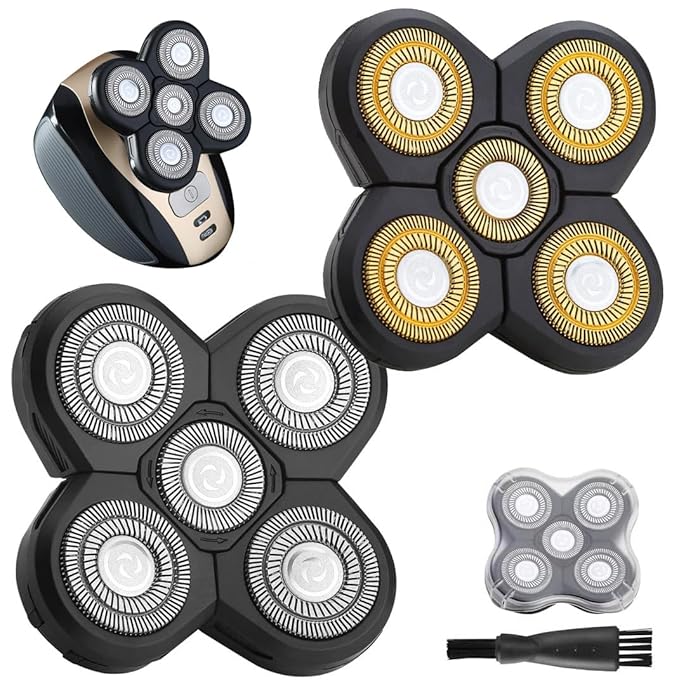 FOXSONIC 2 Universal 5 Blades Head Shaver Replacement Heads for Head Shaver, Head Shaver Replacement Blades
