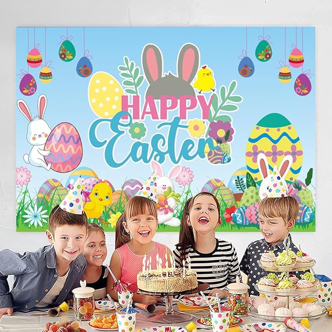 5x3ft Happy Easter Backdrop Birthday Banner for Easter Decorations Party Decor