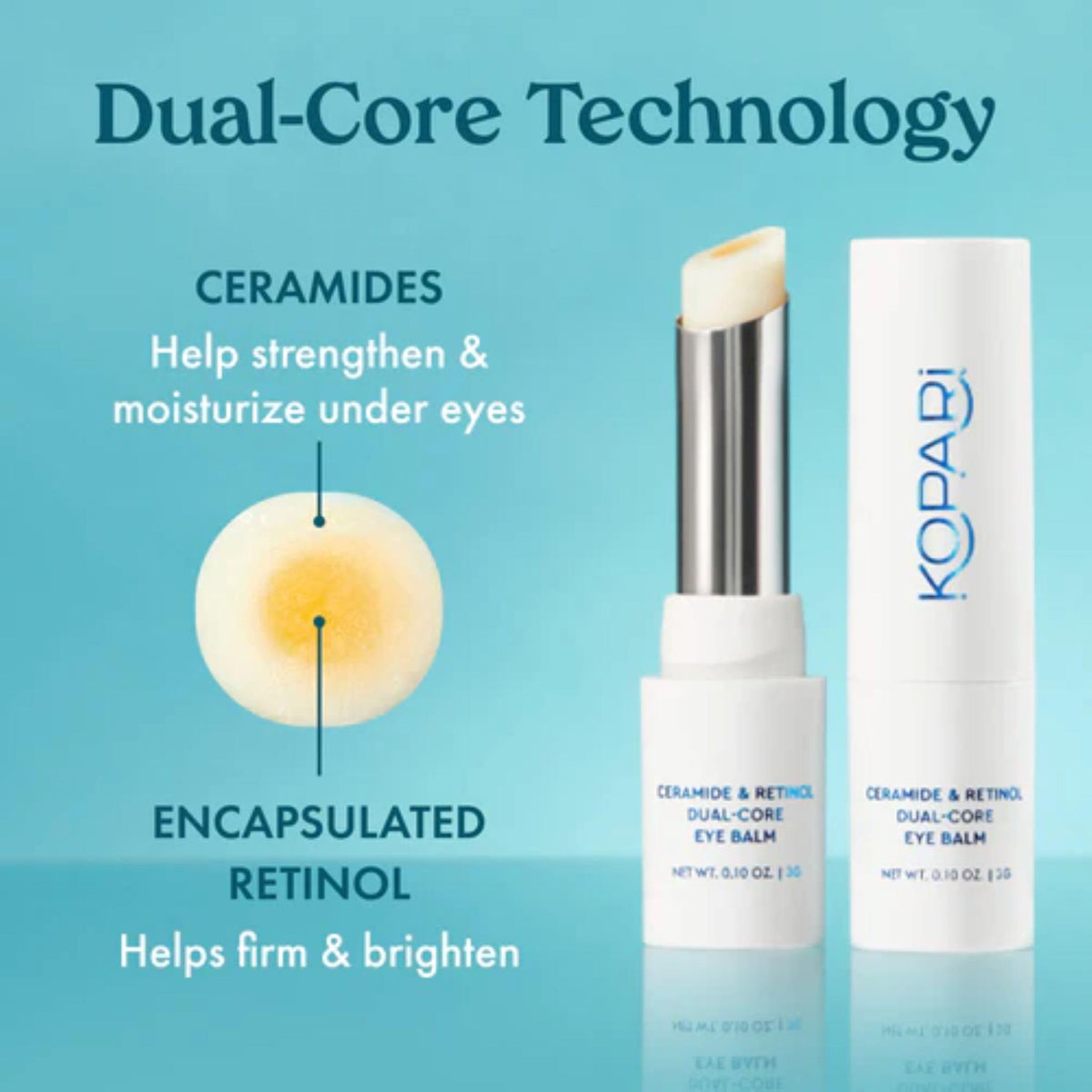 Kopari Ceramide & Retinol Dual-Core Eye Balm – Targets Fine Lines, Texture & Puffiness with Encapsulated Retinol, Ceramides & Squalane – Hydrating, Brightening, Anti-Aging Under Eye Treatment