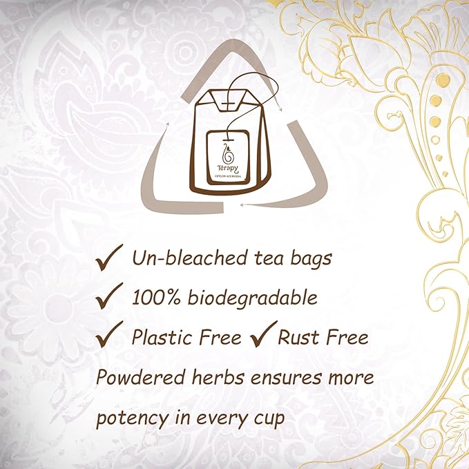 Térapy Ceylon Peppermint Tea | All Natural Herbal Ingredients | 100% Organic Peppermint Tea Bags Individually Wrapped | Eco-friendly & Unbleached Herbal Tea Bags | 20 Count