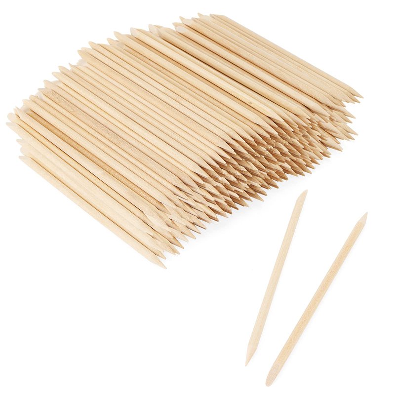 LEXININ 1000 PCS 4.5 Inch Wood Cuticle Pusher, Double Heads Wooden Cuticle Sticks, Wood Orange Nail Sticks for Manicure Pedicure