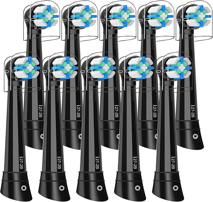10 Pack Smart Cleaning Replacement Heads Compatible with Oral B iO 2 3 4 5 6 7 8 9 10 Series Electric Toothbrush, Brush Heads Compatible with Oral B iO Electric Handles (Black)