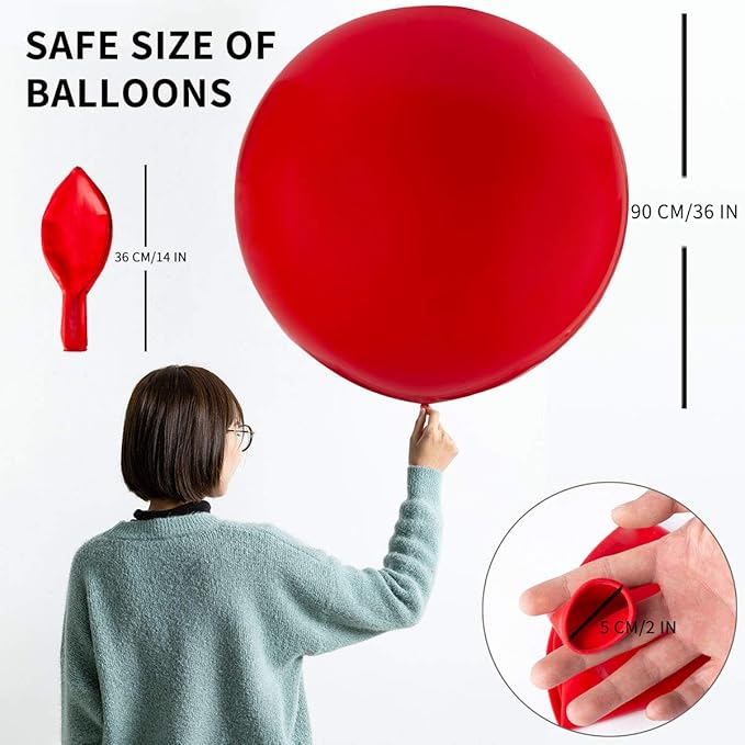 Giant 36 inch Royal Blue Balloons - Thick Latex Blue Big Round Balloons 6 Packs