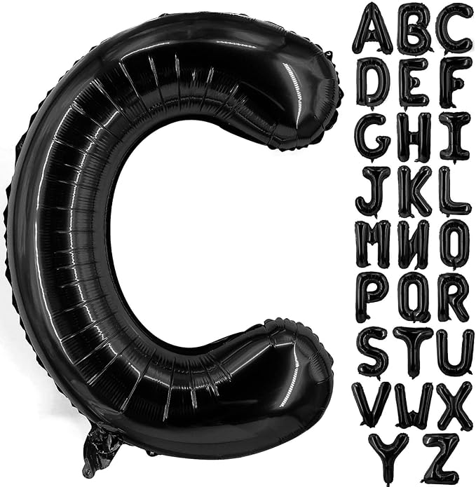 Lovoir 40 Inch Large Black Letter C Balloons Big Size Jumbo Mylar Foil Helium Balloon for Birthday Party Celebration Decorations Alphabet Black C