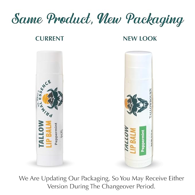Moisturizing Tallow Lip Balm – Grass-Fed Beef Tallow with Organic Coconut Oil, Beeswax, and Vitamin E – Lip Balm Set – Variety Pack – Travel Essential – 3-Pack