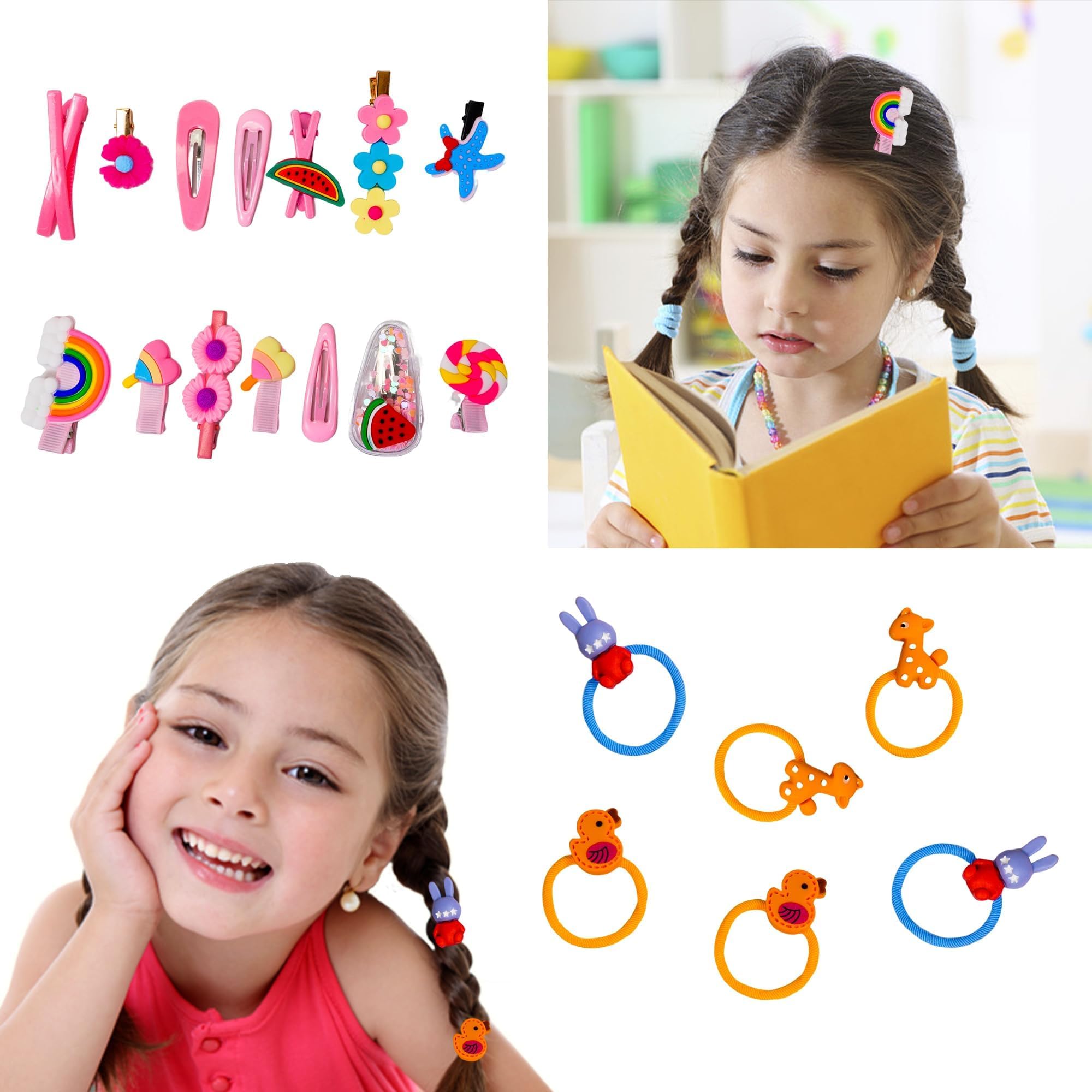 Hair Accessories for Girls Hair Clips Including Jewelry Box Hair Stuff Hair Barrettes Hair Ties Hair Bows Teen Girl Gift Toys for Girls Age 3-12
