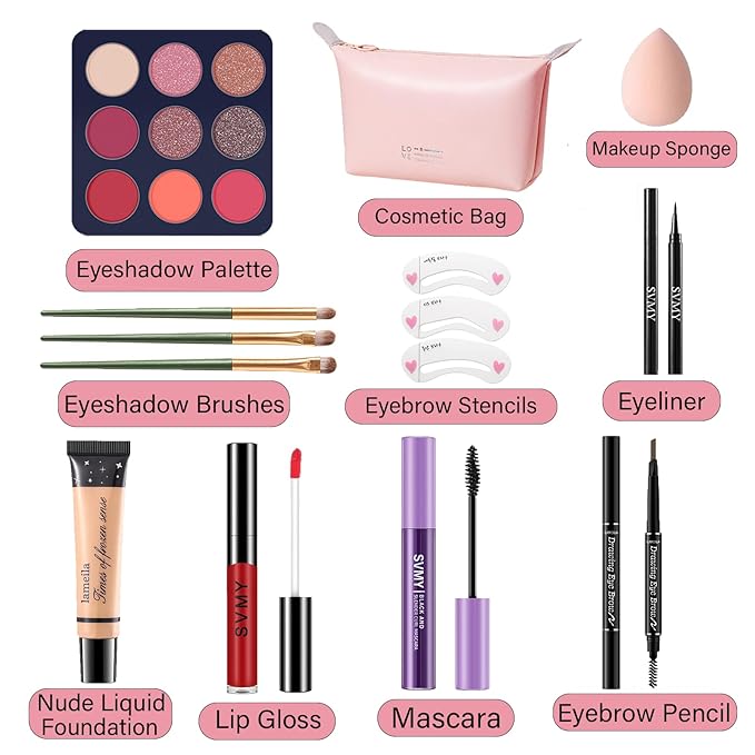 Makeup Set for Women, Makeup Full Kit for Beginners & Professionals, Travel Makeup Set for Teens & Adults, Makeup Gift Set for Girls, Eyeshadow Palette, Lip Gloss, Face & Eye Make up