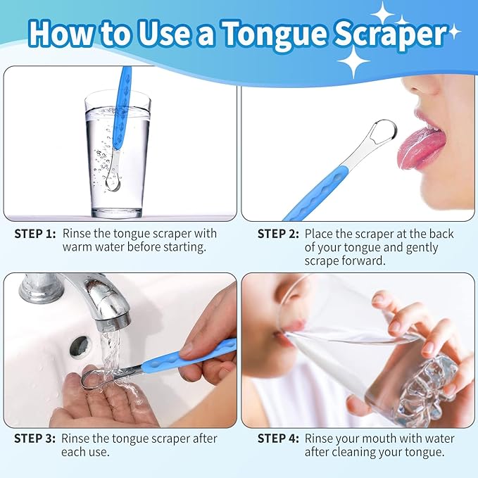 2-Pack Colorful Tongue Scraper for Adults with Travel Case, Stainless Steel, Metal Tongue Brush for Bad Breath, Oral Hygiene Tool, Easy to Use & Portable